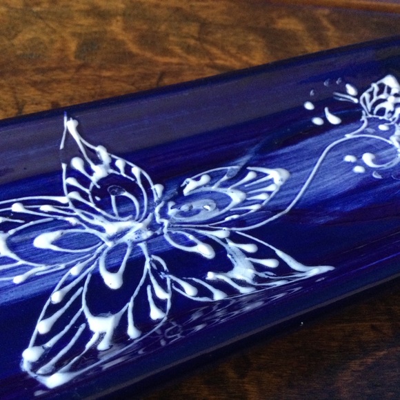 Alfareria Luis Jimenez Hand Painted Spain Blue Ceramic Tray 11"x3" - Picture 6 of 12